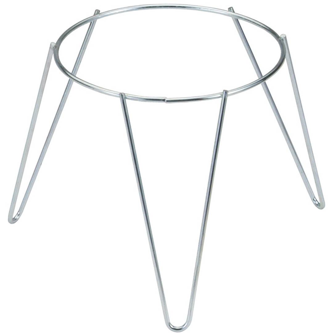 Soporte macetero de pie en forma de aro de 18 cm de diámetro con acabado zincado