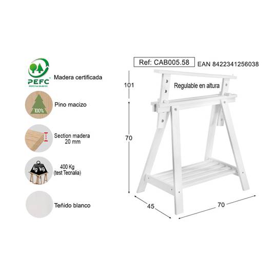 Pack de 3 unitats caixa de fusta de pi massís Astigarraga