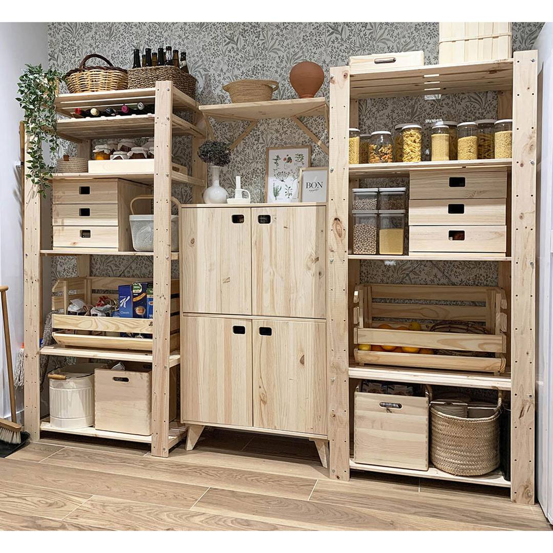 Modułowy regał z 6 dynamicznymi kostkami z litej sosny 70,8 x 33 x 105,4 cm Astigarraga