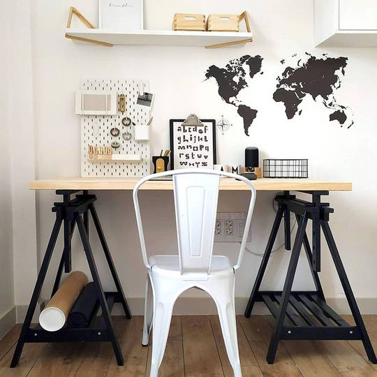 Tréteau en pin massif réglable et inclinable avec étagère ArchiTec noire 70x70x45 cm Astigarraga