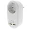 Schuko 16A plug with 2 x USB A female charger