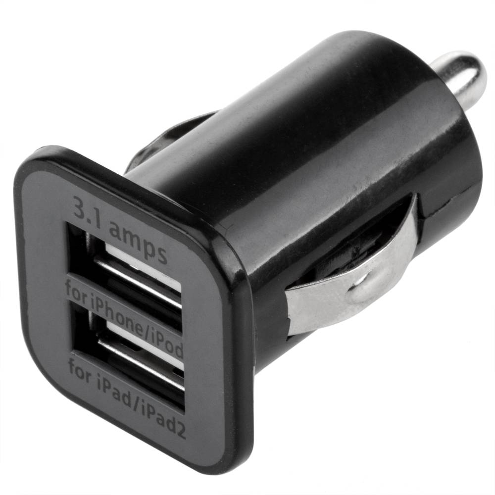 Caricabatteria da auto per accendisigari. Alimentazione 12/24 VDC con 2 porte USB tipo A 3.1A