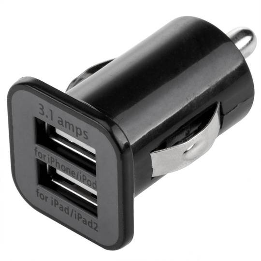Caricabatteria da auto per accendisigari. Alimentazione 12/24 VDC con 2 porte USB tipo A 3.1A