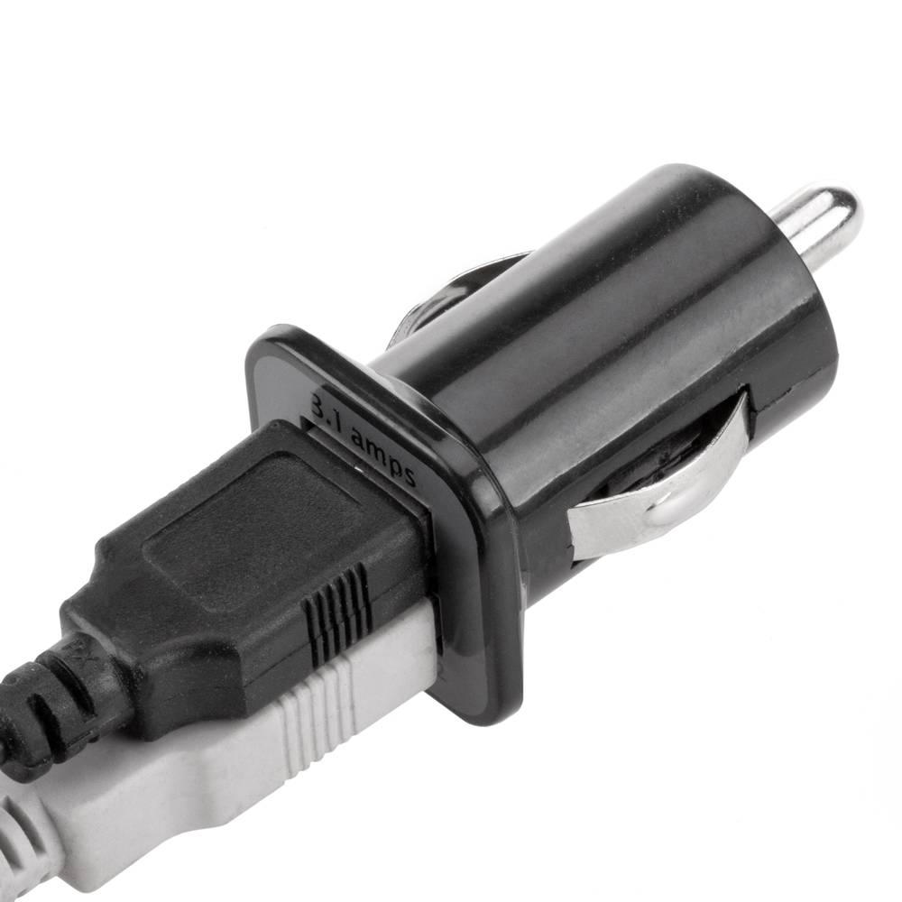 Caricabatteria da auto per accendisigari. Alimentazione 12/24 VDC con 2 porte USB tipo A 3.1A