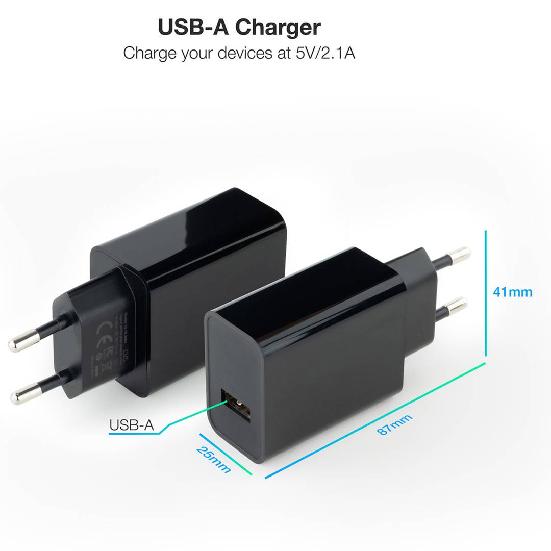 Fuente de alimentación 220VAC a USB tipo A hembra 5VDC 2.1A 10W negro