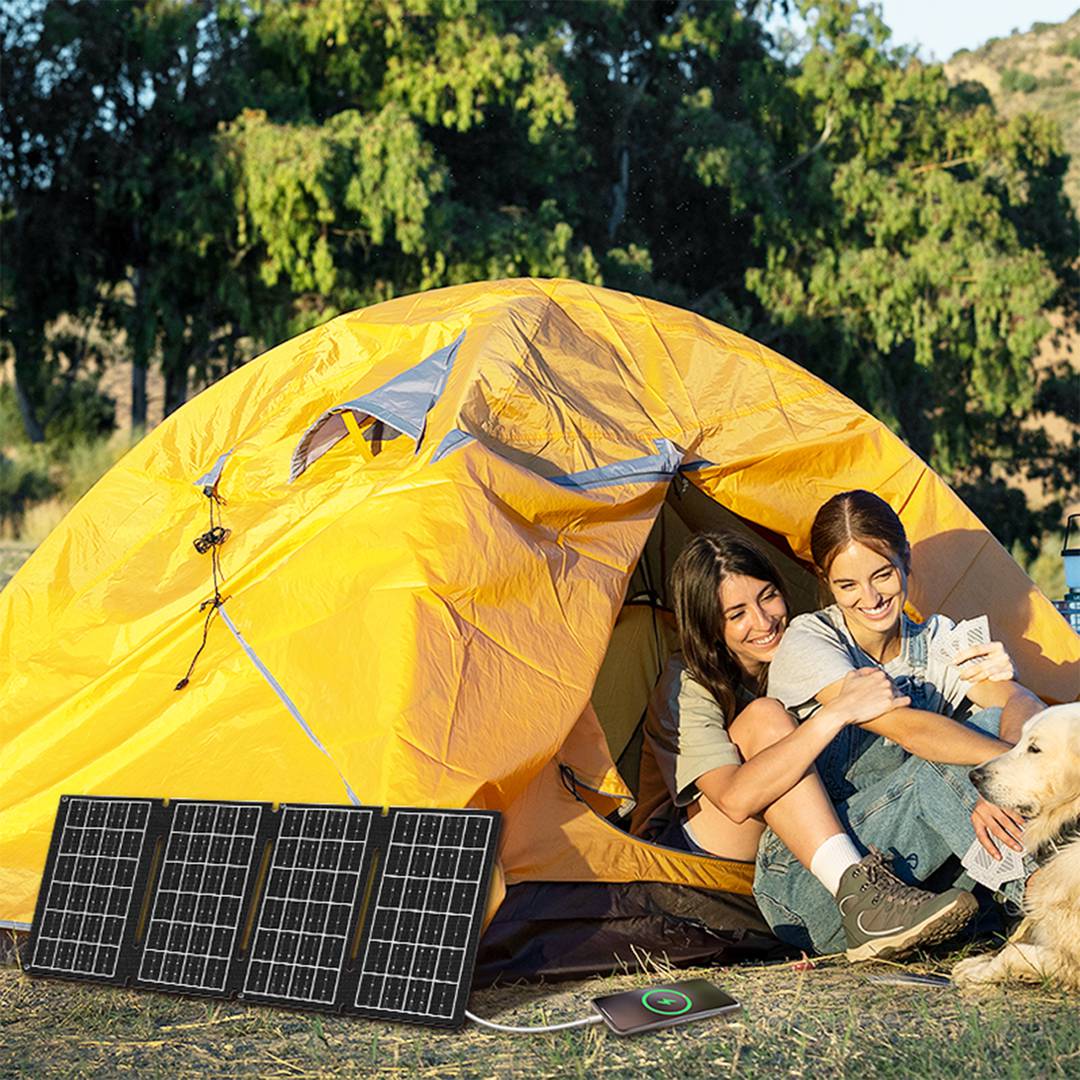 Cargador solar plegable 5V 1.5A 15W con USB tipo A hembra y USB C