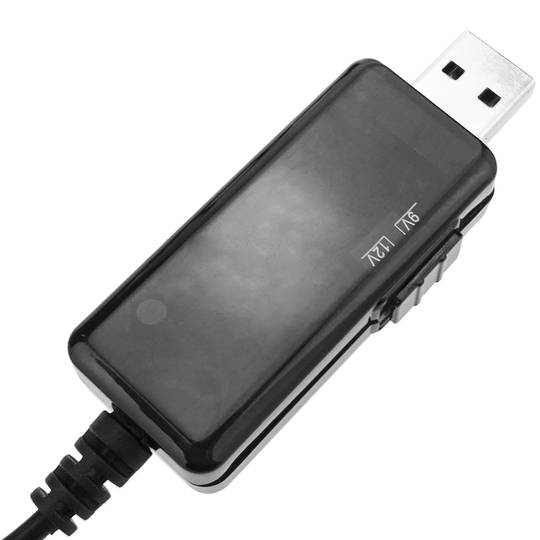 Conversor de alimentación USB de 5VDC a 9VDC o 12VDC con cable 1m