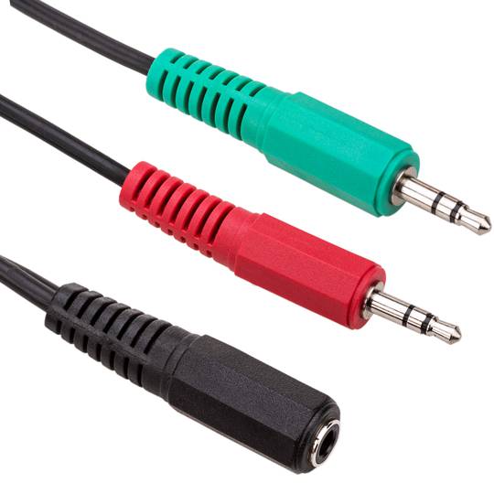 Cable Y Splitter 1 Jack Hembra a 2 Macho 3,5mm UNE microfono y Auriculares Rojo 