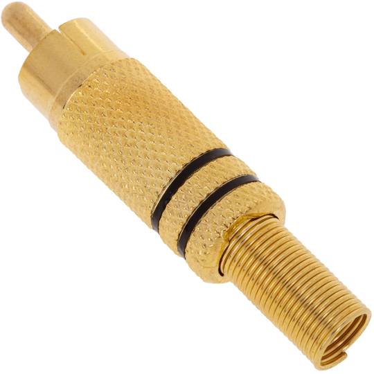 Wysokiej jakości złote złącze męskie RCA z czarnymi oznaczeniami