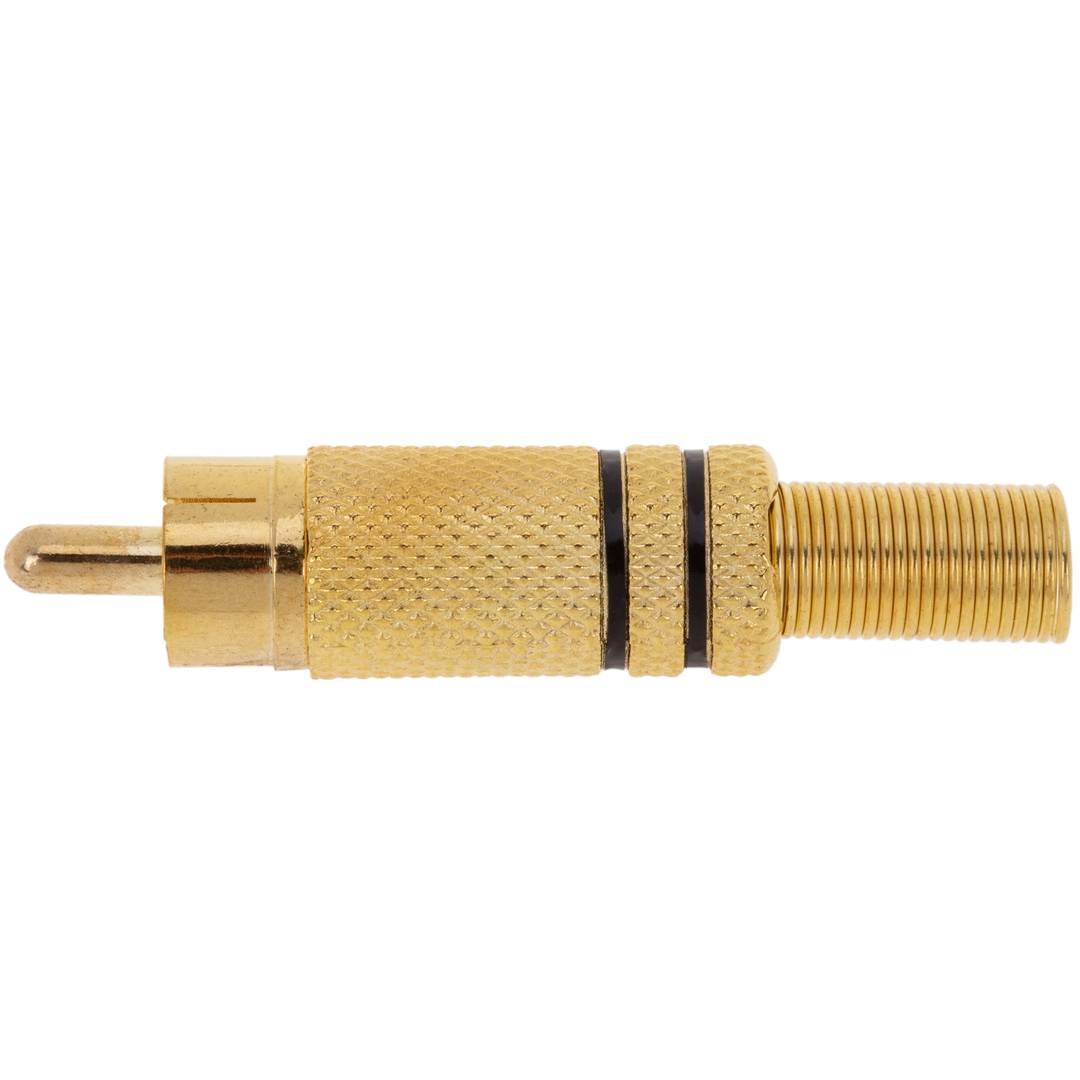 Wysokiej jakości złote złącze męskie RCA z czarnymi oznaczeniami