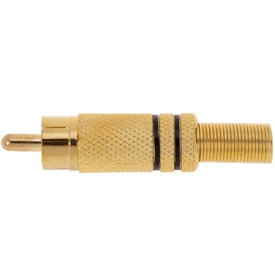 Wysokiej jakości złote złącze męskie RCA z czarnymi oznaczeniami