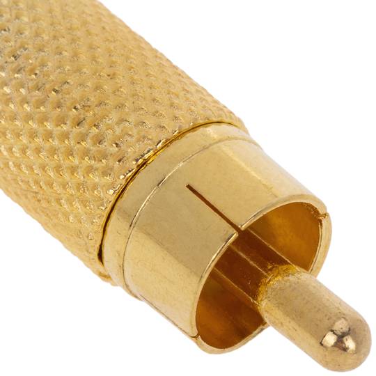 Wysokiej jakości złote złącze męskie RCA z czarnymi oznaczeniami