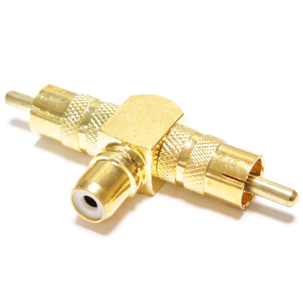 Adaptador 1XRCA-fêmea para 2xRCA alta qualidade tipo ouro masculina