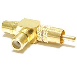 Adattatore 2xRCA-femmina a 1XRCA di alta qualità tipo oro-maschio "T"