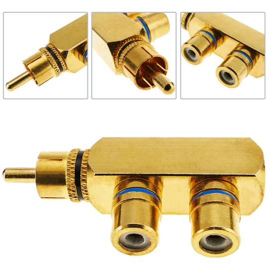 2xRCA-Adapter femmina a maschio golden 1XRCA angolo di alta qualità