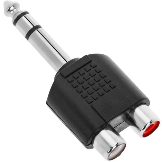 Duplicador audio estéreo TRS 1xjack 6.3mm macho a 2xRCA hembra