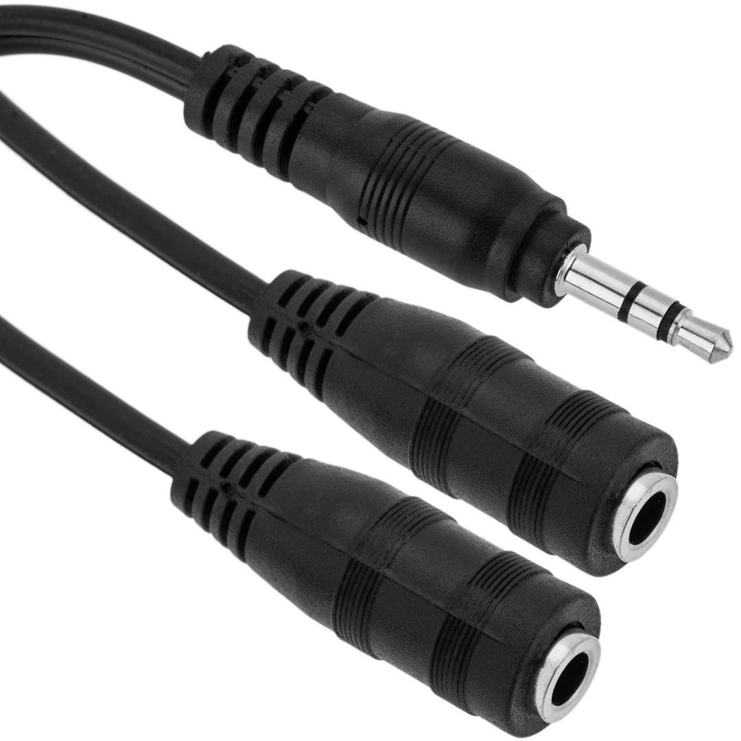 Stereo audio adapter duplicator mini-jack mm mannelijk naar 2 mini-jack mm vrouwelijk 10 cm - Cablematic