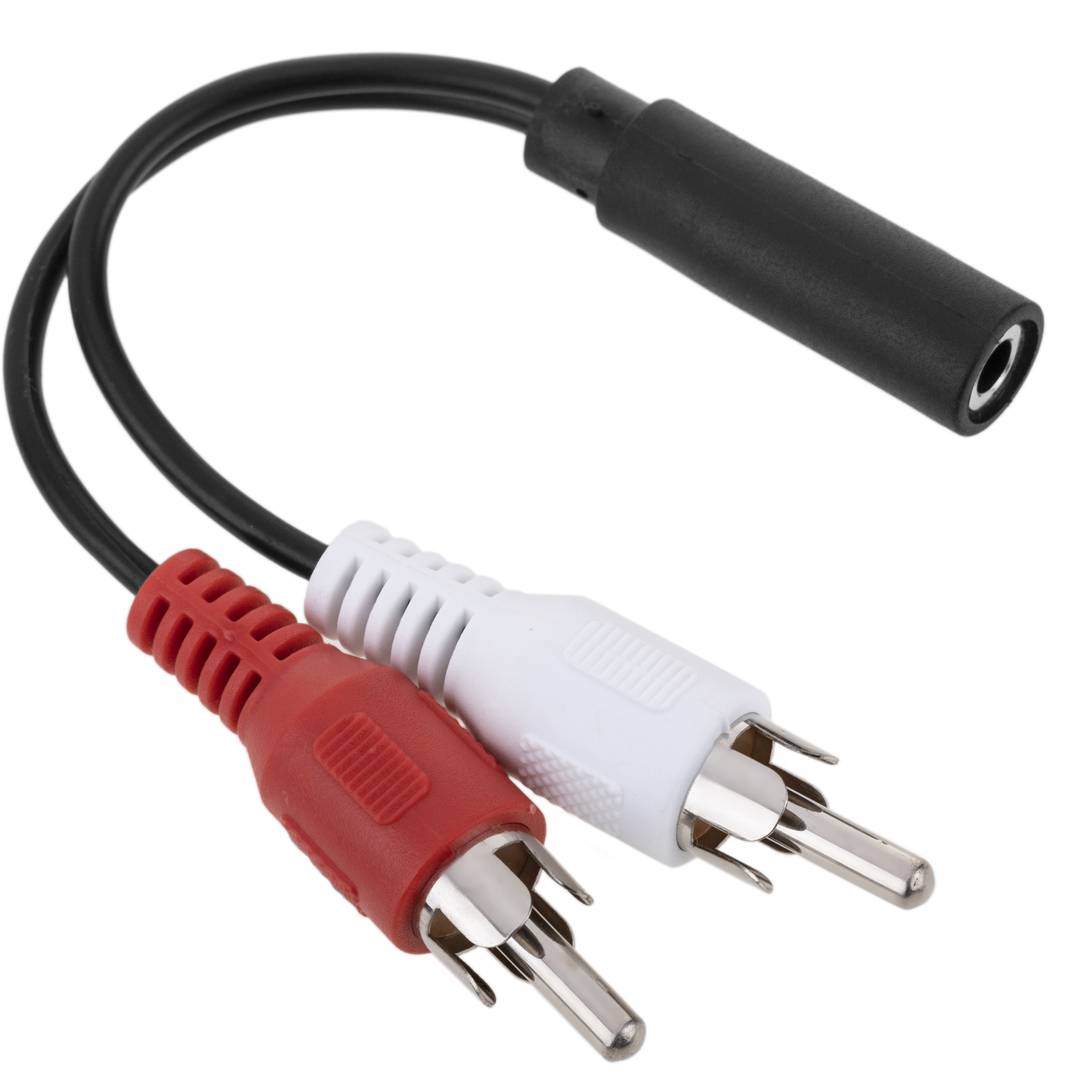 Stereo Audio Adapter (Jack-3.5mm-H/2 x RCA-M) 10cm - Cablematic