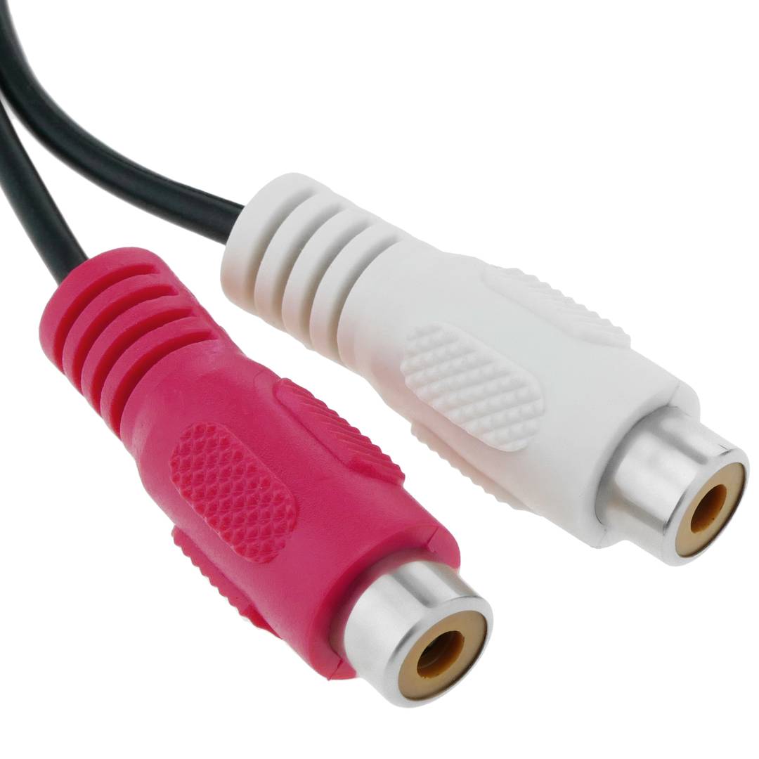 Slimline 3.5mm Stereo AUX Jack Plug to Twin RCA Phono Red White
