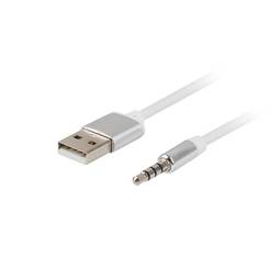 Pack de 10 unitats cable USB-A mascle amb connector Jack mascle 3.5 mm 4 pin per a Apple d'1 m color blanc de Lanberg CA-USJC-10CU-0010-W