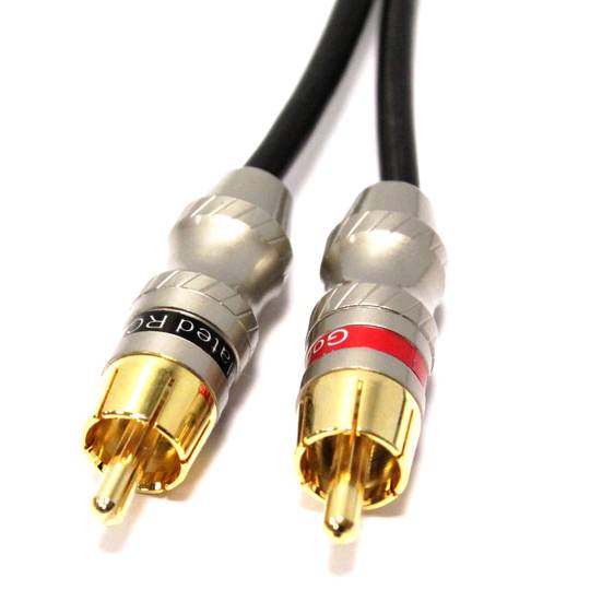 Cable, 3.5mm stereo to (2) RCA Male, White Cable w/Green, Red & White  molding, 6' - Compatible Cable Inc