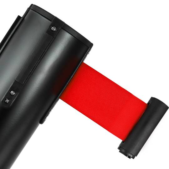 Słupek dystansowy 2 szt. Czarny z 3m rozciąganą taśmą 320 x 63 x 910 mm