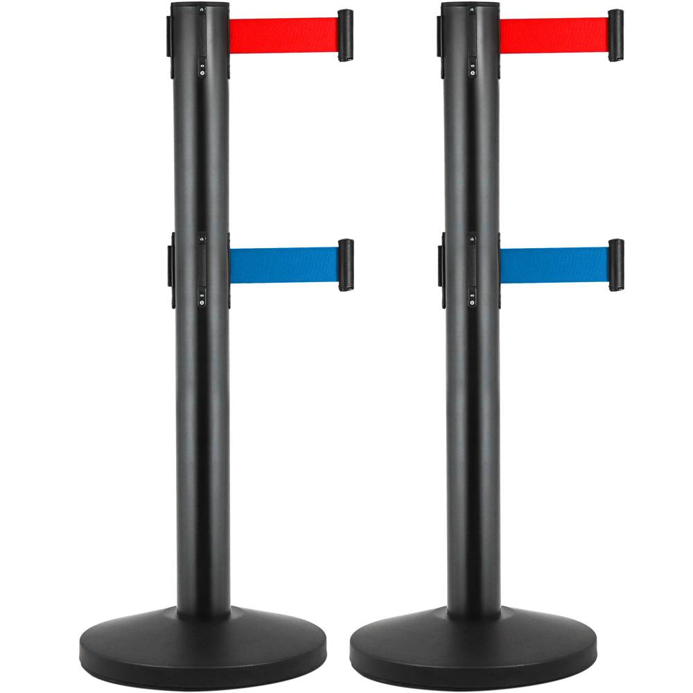 Teilerpfosten 2 Einheiten schwarz mit 3 m blauem und rotem dehnbarem Klebeband 320 x 63 x 910 mm