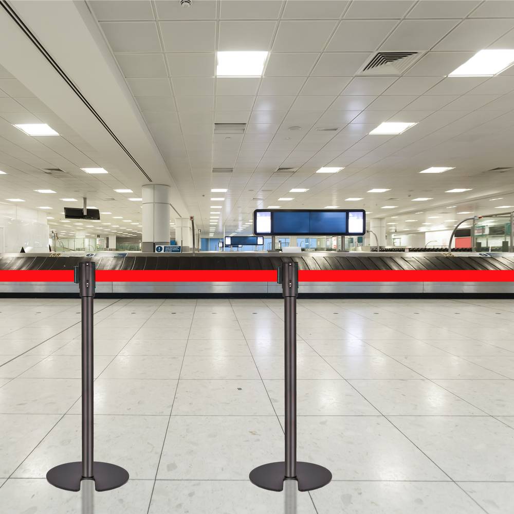 Divider post 2 units black with 2 m red extension tape 350 x 50 x 910 mm
