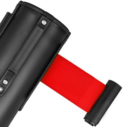 Divider post 2 units black with 2 m red extension tape 350 x 50 x 910 mm