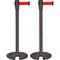 Poste separador 2 unidades negro con cinta extensible roja de 3 m 350 x 50 x 910 mm