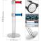 Poteau de séparation 2 éléments en acier inoxydable avec ruban extensible bleu et rouge de 2 m 320 x 63 x 910 mm
