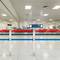 Afscheidingspaal 2 units in roestvrij staal met 5 m blauwe en rode uitrekbare tape 350 x 76 x 910 mm