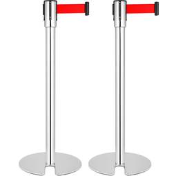 Trennpfosten 2 Einheiten aus Edelstahl mit rotem dehnbarem Klebeband von 3 m 350 x 50 x 910 mm
