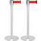 Separator post 2 units in stainless steel with red extensible tape of 3 m 350 x 50 x 910 mm