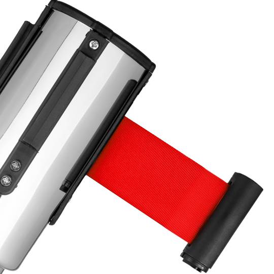 Separator post 2 units in stainless steel with red extensible tape of 3 m 350 x 50 x 910 mm