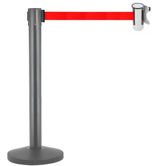 Fijación de pared en acero inoxidable con 2 m de cinta retráctil roja