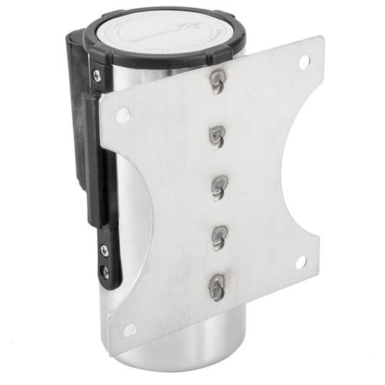 Fijación de pared en acero inoxidable con 2 m de cinta retráctil roja