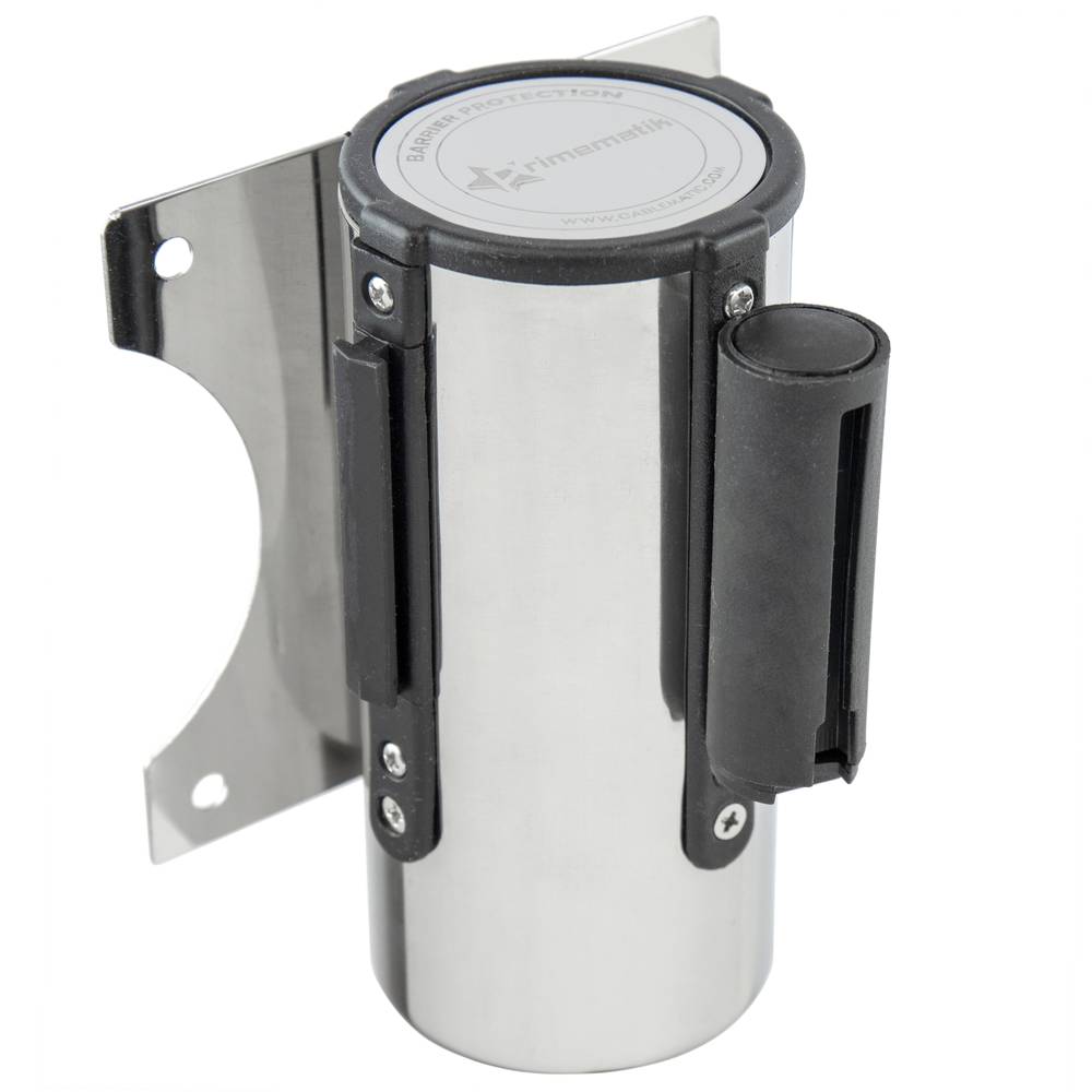 Fijación de pared en acero inoxidable con 2 m de cinta retráctil roja