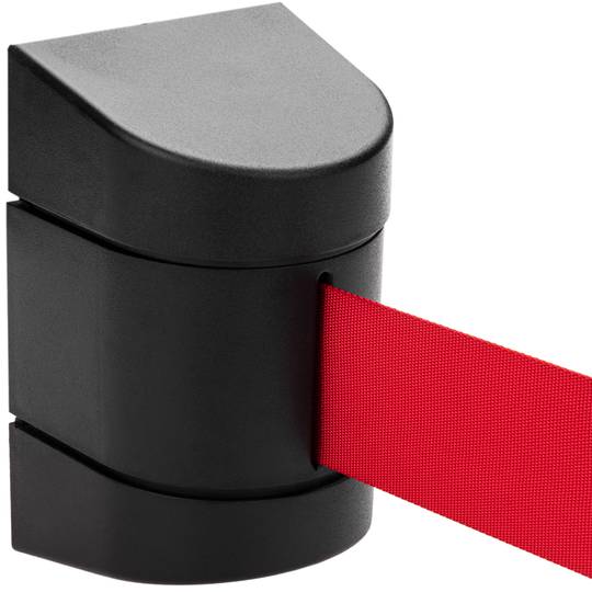 Plastikowy uchwyt ścienny z 2 m czerwoną zwijaną taśmą