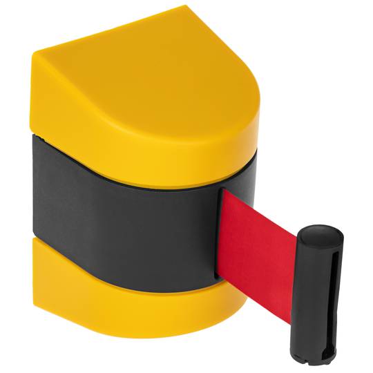 Fixation murale noir jaune avec ruban rétractable rouge 5m