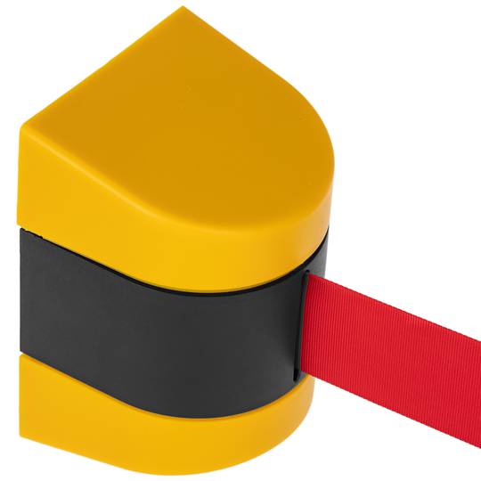 Fixation murale noir jaune avec ruban rétractable rouge 5m