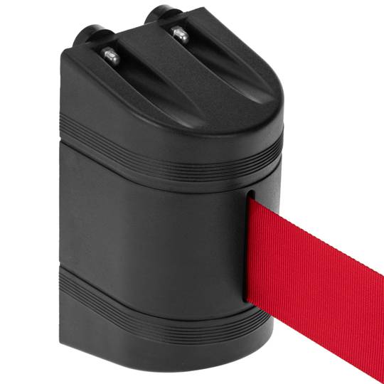 Fixation murale aimantée en plastique noir avec ruban rétractable rouge de 2 m