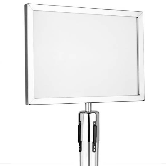 A4 silver colored poster holder for separator post