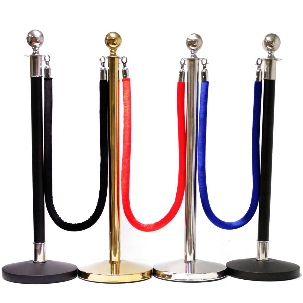 Retractable barrier cord posts for queue management 320x51x1000mm stainless 2 units