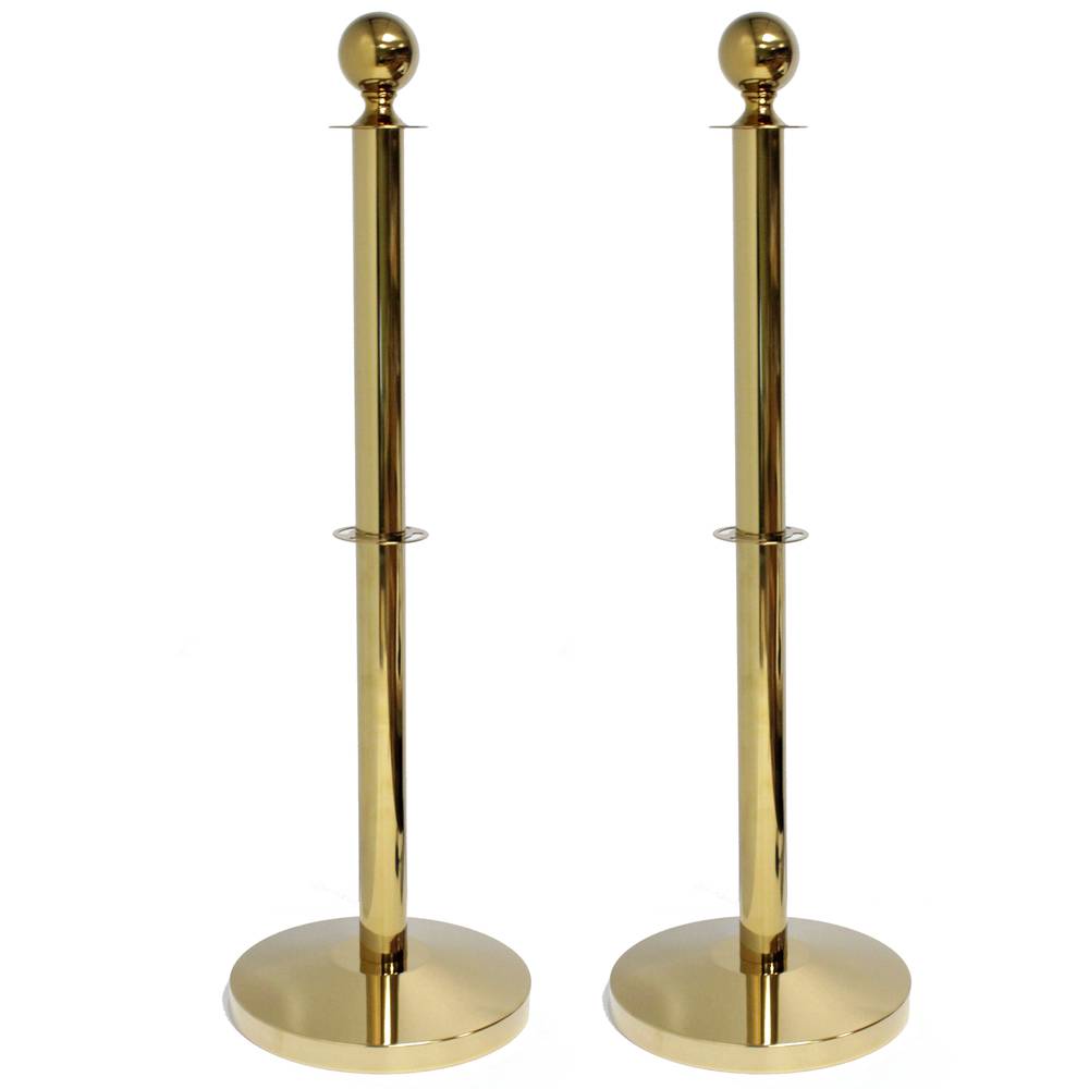 Paletti delimitazione scomparsa di cordone per gestione code 320x51x1050mm inossidabile oro 2 unità