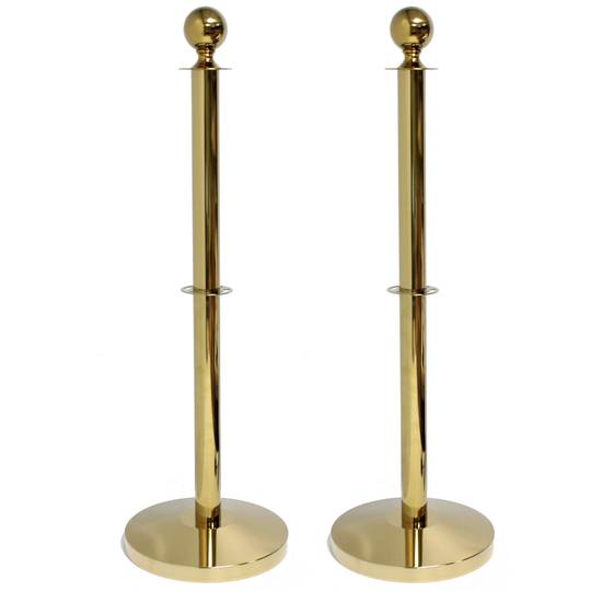 Paletti delimitazione scomparsa di cordone per gestione code 320x51x1050mm inossidabile oro 2 unità