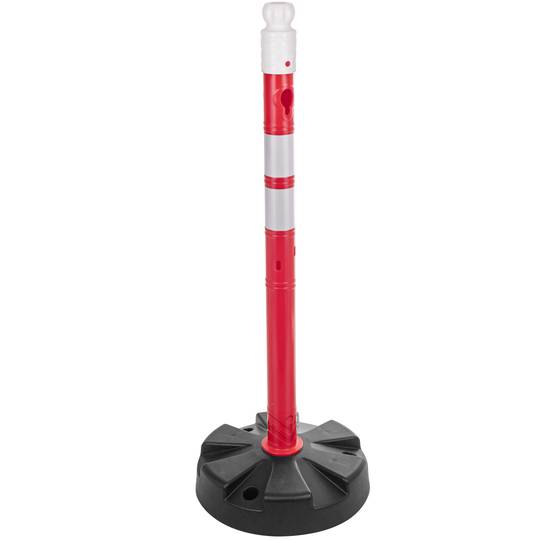 Poste separador de corrente para gestão de filas 35 x 105 cm branco vermelho