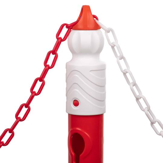 Poste separador de corrente para gestão de filas 35 x 105 cm branco vermelho