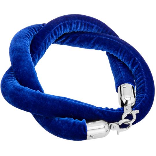 Cordó de vellut blau amb tancament platejat per pal