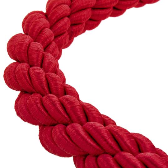 Cordón trenzado rojo con cierre plateado para poste